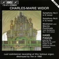 Widor Charles-Marie - Organ Symphony 3 + 6 ryhmässä CD @ Bengans Skivbutik AB (2006864)