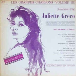 Greco Juliette - Juliette Greco Vol. 3 ryhmässä CD @ Bengans Skivbutik AB (3043007)