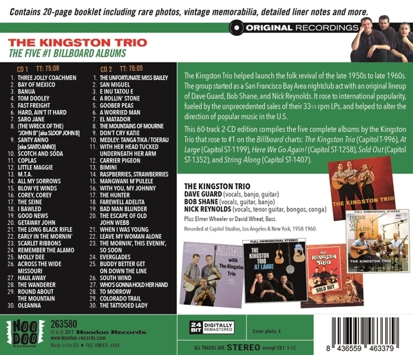 The Kingston Trio - Five #1 Billboard Albums ryhmässä CD / Myydyimmät @ Bengans Skivbutik AB (3922601)