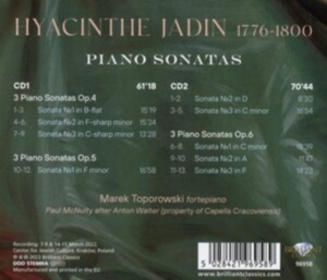 Marek Toporowski - Jadin: Piano Sonatas, Op. 4-6 (2Cd) ryhmässä CD @ Bengans Skivbutik AB (4261322)