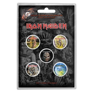 Iron Maiden - The Faces Of Eddie Button Badge Pack ryhmässä Minishops / Iron Maiden @ Bengans Skivbutik AB (4271712)