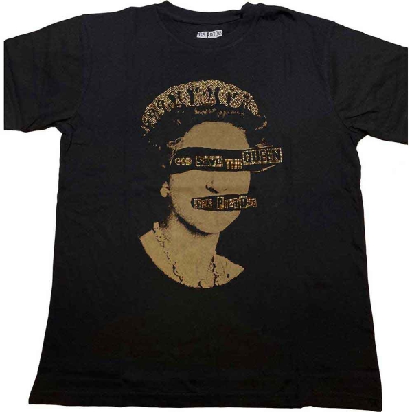 Sex Pistols - Gstq Diamante Uni Bl (Embellished) T-Shirt ryhmässä MERCH / Vaatteet / T-paidat @ Bengans Skivbutik AB (4307290r)