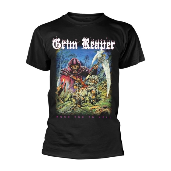 Grim Reaper - T/S Rock You To Hell (M) ryhmässä MERCH / Vaatteet / T-paidat @ Bengans Skivbutik AB (5510251)