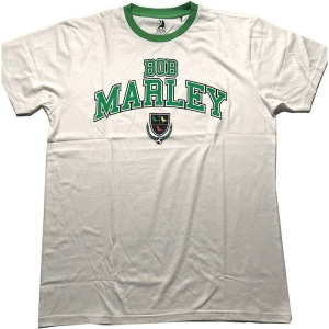 Bob Marley - Collegiate Crest Ringer Uni Wht    ryhmässä MERCHANDISE / T-paita / Reggae @ Bengans Skivbutik AB (5529846r)