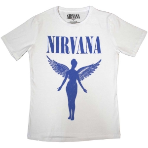 Nirvana - Angelic Blue Mono Lady Wht ryhmässä MERCHANDISE / T-paita / Hårdrock @ Bengans Skivbutik AB (5534157r)
