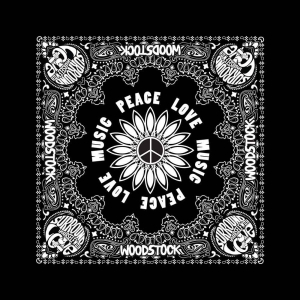 Woodstock - Peace Love Music Bandana ryhmässä MERCHANDISE / Merch / Pop-Rock @ Bengans Skivbutik AB (5536349)