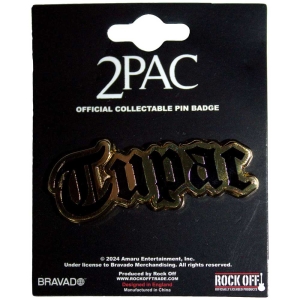 Tupac - Logo Gold Pin Badge ryhmässä MERCHANDISE / Merch / Hip Hop-Rap @ Bengans Skivbutik AB (5537444)