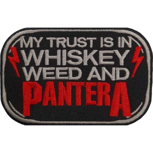 Pantera - Whiskey Woven Patch ryhmässä MERCHANDISE / Merch / Hårdrock @ Bengans Skivbutik AB (5538252)