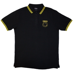 Nirvana - Yellow Smiley Uni Bl Piké:  ryhmässä MERCHANDISE / T-paita / Hårdrock @ Bengans Skivbutik AB (5542819r)