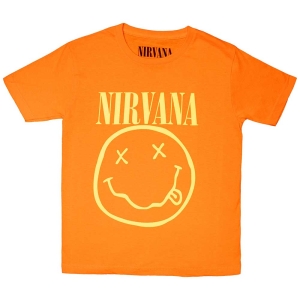 Nirvana - Happy Face Boys T-Shirt Orange ryhmässä MERCHANDISE / Merch / Pop-Rock @ Bengans Skivbutik AB (5548769r)