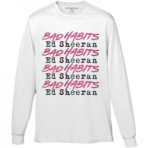 Ed Sheeran - Bad Habits Stacked Uni Wht Long Sleeve ryhmässä Övrigt /  @ Bengans Skivbutik AB (5552169r)