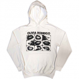 Olivia Rodrigo - Threshold Lips Grid Uni Wht Hoodie ryhmässä MERCH / Vaatteet / Hupparit @ Bengans Skivbutik AB (5553915r)