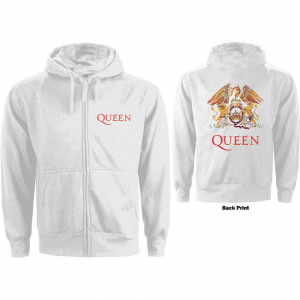 Queen - Classic Crest Lady Wht Zip Hoodie ryhmässä Övrigt /  @ Bengans Skivbutik AB (5553972r)