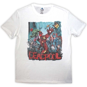 Marvel - Deadpool Hero Scene Vintage Wht T-Shirt ryhmässä MERCHANDISE / T-paita / Film-Musikal @ Bengans Skivbutik AB (5562856r)