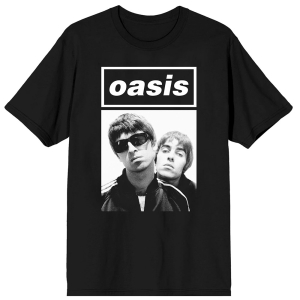 Oasis - Noel & Liam Boxed Photo Uni Bl T-Shirt ryhmässä MERCHANDISE / T-paita / Pop-Rock @ Bengans Skivbutik AB (5566072r)