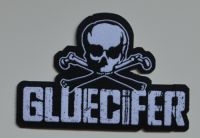 Gluecifer - Patch Skull Logo (9,2 X 6,5 Cm) ryhmässä MERCHANDISE / Kangasmerkki /  @ Bengans Skivbutik AB (5577327)