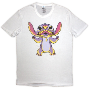 Lilo & Stitch - Purple Stitch Uni Wht T-Shirt ryhmässä MERCHANDISE / T-paita / Film-Musikal @ Bengans Skivbutik AB (5583035r)