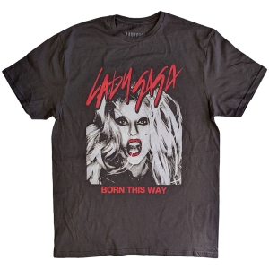 Lady Gaga - Born This Way Photo Uni Grey T-Shirt  (L) ryhmässä -Start Tshirt @ Bengans Skivbutik AB (5586627)