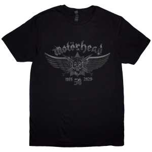 Motorhead - 50 Years Wings Badge Uni Bl T-Shirt ryhmässä MERCHANDISE / T-paita / Hårdrock @ Bengans Skivbutik AB (5593181r)