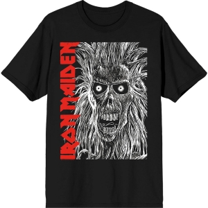 Iron Maiden - Eponymous Face Red Logo Uni Bl T-Shirt ryhmässä MERCHANDISE / T-paita / Nyheter / Hårdrock @ Bengans Skivbutik AB (5628730r)