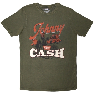 Johnny Cash - Desert Cowboy Stone Wash Uni Green T-Shirt ryhmässä MERCHANDISE / T-paita / Country @ Bengans Skivbutik AB (5628739r)