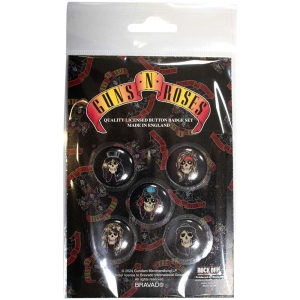 Guns N' Roses - Appetite Skulls - Button Badge Pack ryhmässä MERCHANDISE / Merch / Hårdrock @ Bengans Skivbutik AB (5629196)