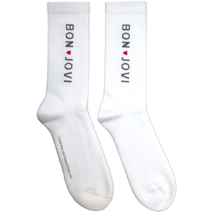 Bon Jovi - Heart Uni Wht Socks (Eu 40-45) ryhmässä MERCHANDISE / Merch / Nyheter / Pop-Rock @ Bengans Skivbutik AB (5629361)
