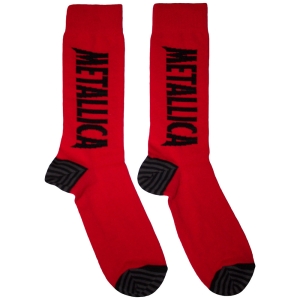 Metallica - Stressed Logo Uni Red Socks ryhmässä MERCHANDISE / Merch / Hårdrock @ Bengans Skivbutik AB (5630391)