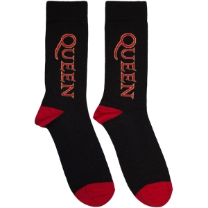 Queen - Red Logo Vertical Uni Bl Socks ryhmässä MERCHANDISE / Merch / Nyheter / Pop-Rock @ Bengans Skivbutik AB (5630394)