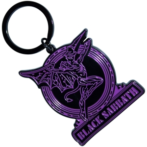 Black Sabbath - Purple Text Logo & Daemon Keychain ryhmässä MERCHANDISE / Merch / Hårdrock @ Bengans Skivbutik AB (5630508)