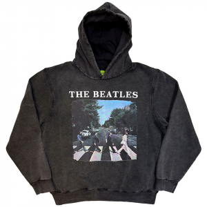 Beatles - Abbey Road & Logo Stone Wash Uni Char Hoodie ryhmässä MERCHANDISE / Hupparit / Pop-Rock @ Bengans Skivbutik AB (5637607r)