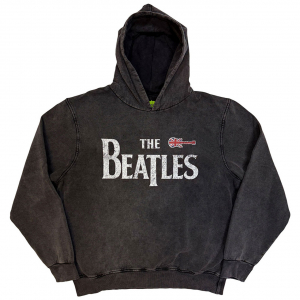 Beatles  - Guitar & Drop T Stone Wash Uni Char Hoodie ryhmässä MERCHANDISE / Hupparit / Pop-Rock @ Bengans Skivbutik AB (5637608r)