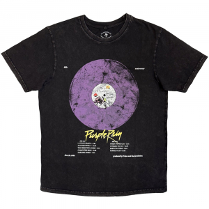 Prince - Purple Rain Disc Stone Wash Uni Bl T-Shirt ryhmässä MERCHANDISE / T-paita / RnB-Soul @ Bengans Skivbutik AB (5637628r)