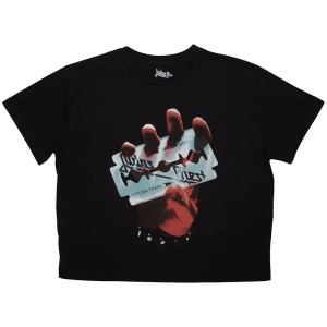 Judas Priest - British Steel Lady Bl Crop Top ryhmässä MERCHANDISE / T-paita / Hårdrock @ Bengans Skivbutik AB (5638760r)