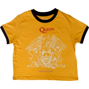 Queen - Face It Alone Crest Ringer Lady Yell Crop Top ryhmässä MERCHANDISE / T-paita / Pop-Rock @ Bengans Skivbutik AB (5638787r)