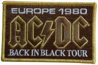 Ac/Dc - Patch Europe 1980 Back In Black Tou ryhmässä MERCHANDISE / Accessoarer / Kommande / Hårdrock @ Bengans Skivbutik AB (5639486)