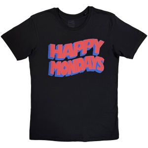 Happy Mondays - Wavy Logo Uni Bl T-Shirt ryhmässä MERCHANDISE / T-paita / Pop-Rock @ Bengans Skivbutik AB (5641850r)