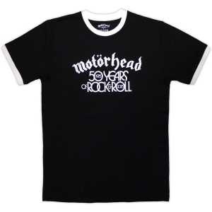 Motorhead - 50 Years Text Lock Up Ringer Uni Bl T-Shirt ryhmässä MERCHANDISE / T-paita / Nyheter / Hårdrock @ Bengans Skivbutik AB (5643870r)