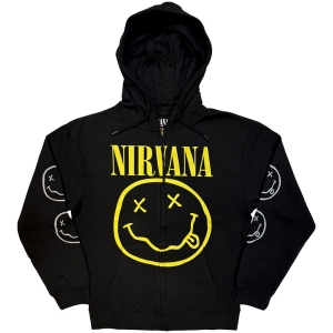 Nirvana - Yellow Happy Face Uni Bl Zip Hoodie ryhmässä MERCHANDISE / Hupparit / Nyheter / Pop-Rock @ Bengans Skivbutik AB (5643875r)