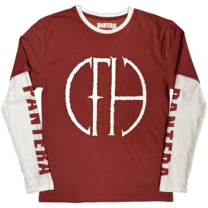 Pantera - Frayed Logo Uni Red/Wht Layered Longsleeve ryhmässä MERCHANDISE / T-paita / Nyheter / Hårdrock @ Bengans Skivbutik AB (5643878r)