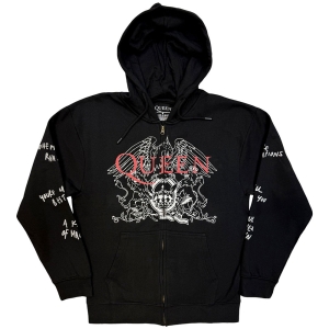 Queen - Logo & Crest Outline Uni Char Zip Hoodie ryhmässä MERCHANDISE / Hupparit / Nyheter / Pop-Rock @ Bengans Skivbutik AB (5643881r)