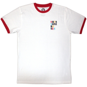 Stone Roses - Side Text Ringer Uni Wht T-Shirt ryhmässä MERCHANDISE / T-paita / Nyheter / Pop-Rock @ Bengans Skivbutik AB (5643896r)