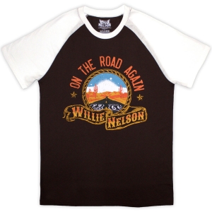 Willie Nelson - Route 66 Uni Brown/Wht Raglan ryhmässä MERCHANDISE / T-paita / Nyheter / Country @ Bengans Skivbutik AB (5643897r)