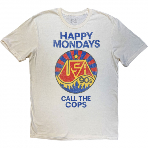 Happy Mondays - Call The Cops Uni Natrl T-Shirt ryhmässä MERCHANDISE / T-paita / Kommande / Pop-Rock @ Bengans Skivbutik AB (5645418r)