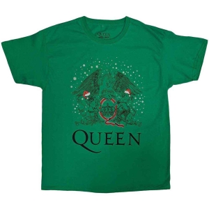 Queen - Holiday Crest Uni Green T-Shirt  (M) ryhmässä MERCHANDISE / T-paita / Pop-Rock @ Bengans Skivbutik AB (5648172)