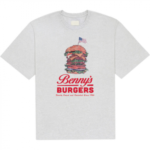 Stranger Things -  Benny’S Burger Uni Grey T-Shirt ryhmässä MERCHANDISE / T-paita / Kommande / Film-Musikal @ Bengans Skivbutik AB (5649155r)