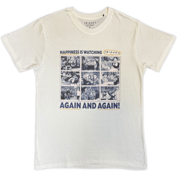 Friends - Happiness Is Watching Uni Wht T-Shirt ryhmässä MERCHANDISE / T-paita / TV-sarja @ Bengans Skivbutik AB (5651268r)