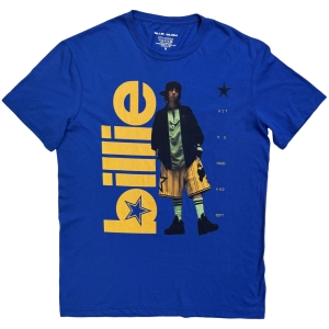 Billie Eilish - Billie Uni Blue T-Shirt ryhmässä MERCHANDISE / T-paita / Kommande / Pop-Rock @ Bengans Skivbutik AB (5658954r)