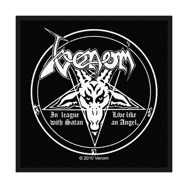 Venom - Standard Woven Patch: In League With Satan ryhmässä ME SUOSITTELEMME / Perjantain julkaisut / 2026-04-10 @ Bengans Skivbutik AB (5663919)