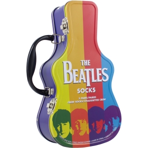 The Beatles - Colour Faces Guitar Tin Uni 3-Pack Socks ryhmässä MERCHANDISE / Strumpor / / @ Bengans Skivbutik AB (5667687)